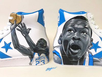 CONVERSE PRO LEATHER JORDAN UNC basketball converse createathome fineart hand drawn handpainted illustration jordan melonkicks michael jordan ncaa north carolina pro leather sneaker tar heels