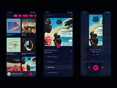 HiFi Music App - Dark UI app dark design flat hifi minimal mobile music player ui ux