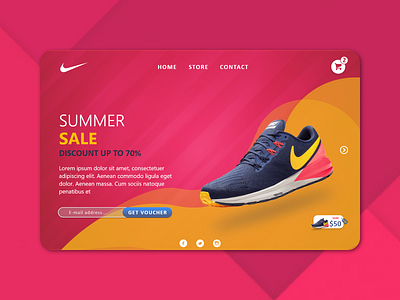 Nike - Summer Sale landing page design adobexd branding colorful landing page design landingpage nike nike shoes practice quarantine recent shoe shoes simple summer summer sale website