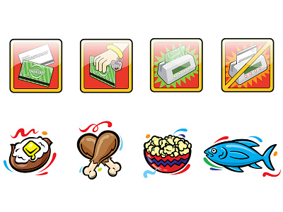 Web Icons 1 art chicken design fish food graphics hand icons illustration illustrations instructions popcorn potato productinstructions ui