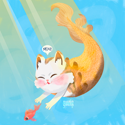 Gato sirena dibujodigital illustration illustrator