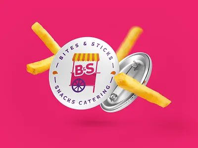 Bites & Sticks - Badge Version branding cart color food fries logo pink snacks sweet