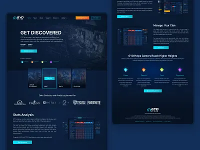 Esports Landing Page analysis coach dark design esports gaming landing landing page manage stats ui ux web