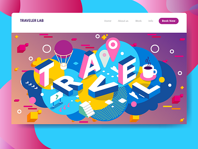 Traveler Lab Landing Page branding creative direction cta design illustration logo ui ux vector web