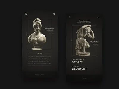 Auction house concept aplication app bid mobile sculpture ui ux