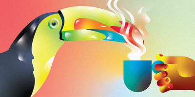 South American Coffee amazon brazil brew coffee coffee bean coffee beans colombia espresso gradient illustration peru rainforest south america toucan