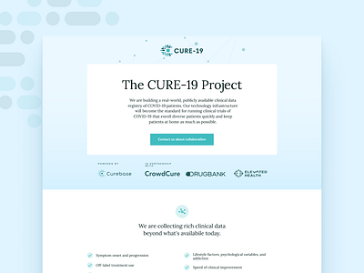 Cure 19 Landing page branding covid covid19 design illustration landing page popular shot tech ui ux uxui web