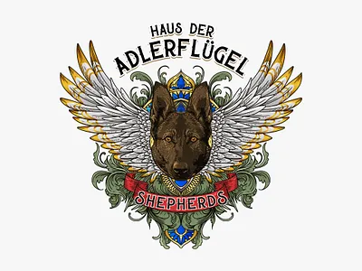 logo for Haus der Adlerflügel Shepherds branding design dog dog illustration dog logo illustration logo vector wings