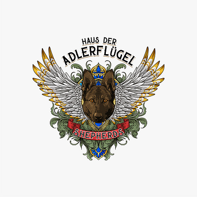 logo for Haus der Adlerflügel Shepherds branding design dog dog illustration dog logo illustration logo vector wings