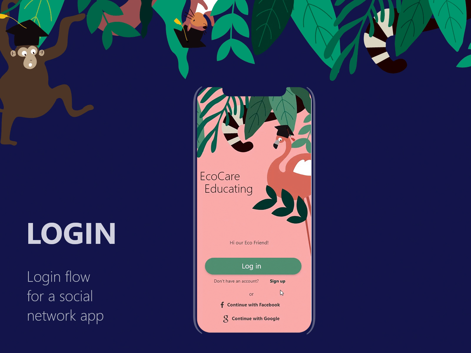 App login experience animals animals illustrated animated gif animation app bright flat fun illustration login loginflow minimal modern ui ux vector