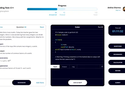 Coding Test page for Online Education Website adobexd app design coding coding exam coding test education education app education website educational exam exam result freebie freebies illustration product design questions result test test result