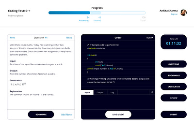 Coding Test page for Online Education Website adobexd app design coding coding exam coding test education education app education website educational exam exam result freebie freebies illustration product design questions result test test result