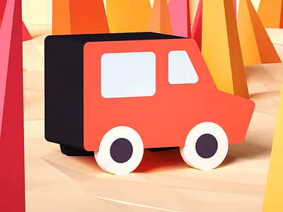Ice cream truck #2 3d branding c4d car cartoon design game gamedev illustration indiegame isometric low poly lowpoly lowpolyart octane render tolitt