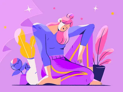 🌟🌟🌟 illustration lockdown plants procreate sitting stayhome thinking woman
