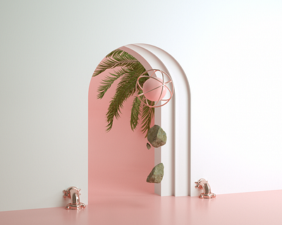 Smooth Coil 3d 3d art 3d artist art branding clean design illustration palm pink rock web