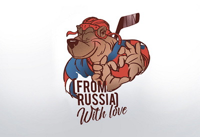 From Russia with love ;) animals artwork bear bears brush characterdesign design emoji hockey illustration love lovely russia scetch