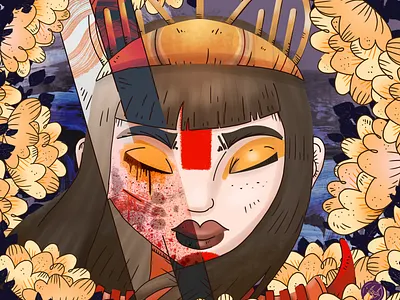 Warrior with flowers 2d 2d art art challenge character design designpill drawthisinyourstyle flower illustration instagram photoshop
