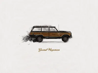 Grand Wagoneer custom design grand wagoneer hand drawn handmade illustration jeep watercolor watercolor illustration