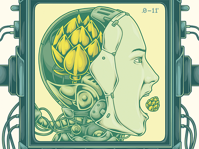 Dogma Cervejaria - The hop is on the head II adobe photoshop beer beer branding beer can beer label beer packaging biomechanical cyberpunk hop illustration machina photoshop photoshop art technology