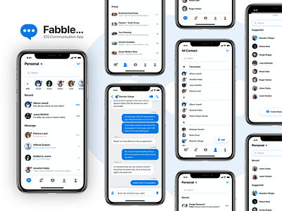 Fabble - Concept Messenger | iOS Messenger app chat chat app chatting clean concept conversation ios ios design message messenger minimal mobile design mobile ui mobileapp social app social media design socialmedia ui uiux