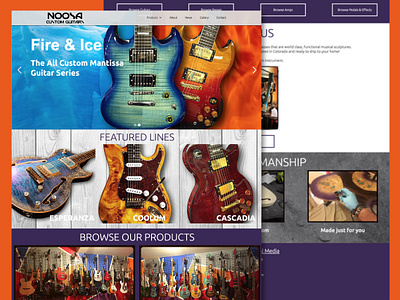 Noosa Custom Guitars Website adobe blue branding design graphic design guitar logo music orange ui ui design ux web web design webpage website