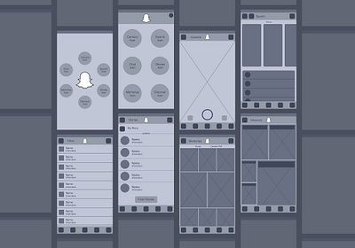 SnapChat Reimagined Wireframes adobe app application design product design social media ui ui design ux ux design wireframes