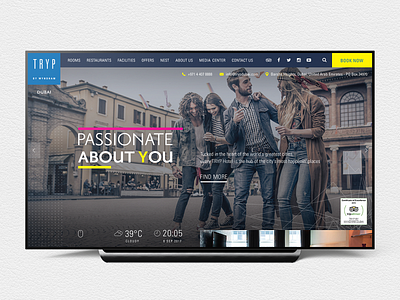 TRYP Hotel by Wyndham Group 2017 blue client work dark design dubai fresh fresh colors fun funky hotel uae ui uidesign ux web design website white young