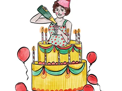 The birthday surprise | watercolour illustration art beerbottle birthday card birthday invitation comic illustration illustrator ink kyle brushes watercolour