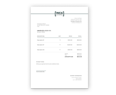 INVOICE Design - INCACHAIN branding invoice design invoices minimalism