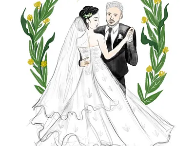 wedding illustration art comic illustration ink kyle brushes photoshop watercolour wedding card wedding invitation weddingillustration