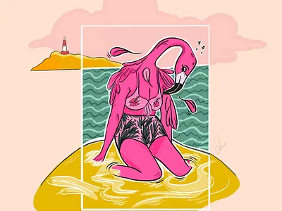 Sexy flamingo | music album art album art album artwork album cover album cover design artist branding comic flamingo graphic design illustration ink kyle brushes
