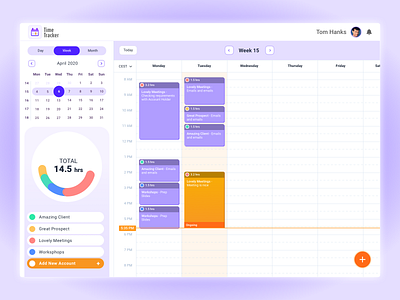 Purple Time Tracker calendar ui corporate design design desktop design timetracker ux design uxdesign web design