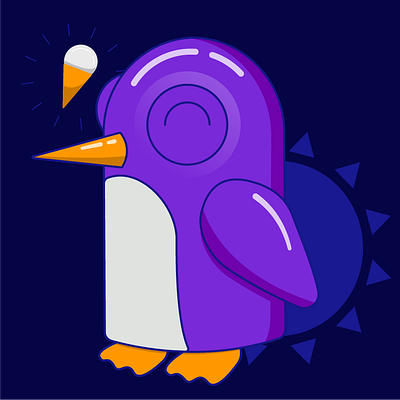 Flat penguin character icon illustration penguin