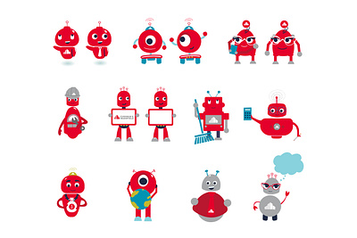 Robot Character Illustrations brand identity branding character character design illustration illustration art illustrations vector vector art vector illustration