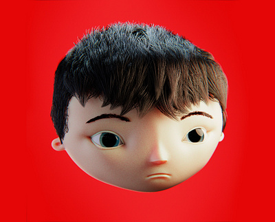 little guy 3d 3dart 3dmoldeing asian b3d blender3d cartoon character characterdesign child face illustration kid red