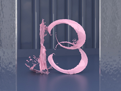 B | Adobe Dimension 36 days of type 36daysoftype 3d 3d art abstract adobe dimension blue clean design fluid glass letter b pink render typography vector