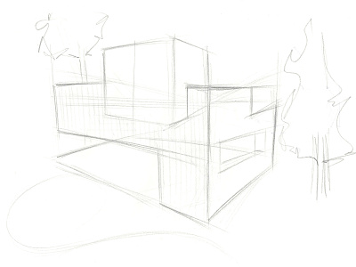 Quick building sketch architecture paper pencil sketch wide angle