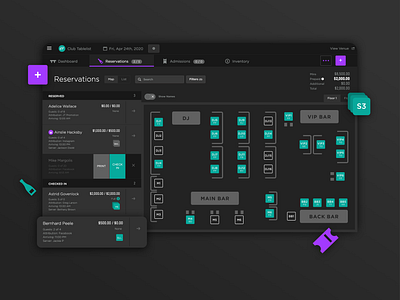 TablelistPro web app app bar club dark mode dark ui dashboard floorplan night club nightclub nightlife reservations tablelist ticketing web web app