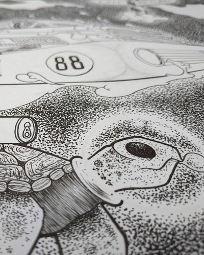 Whip's WIP bw dotwork illustration pointillism