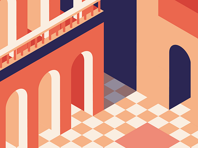 Spanish Plaza | Architecture cover design editorial illustration