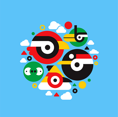 Mini birds vector angry birds character design icon illustraion minimalism vector