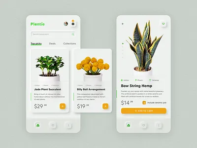 Artificial Plants Shop Mobile App app app design design e commerce app mobile app mobile app concept neomorphic neomorphism plants plants store skeuomorphic skeuomorphism trendy ui ux