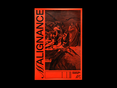 𝓜ALIGNANCE brutalism dante design devils graphic graphic design gustave dore illustration line minimal poster red romantic type typography