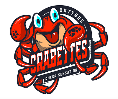 Cottbus Cheer Sensation Crabettes T-Shirt Design (Round 2) apparel branding character cheerleading design illustration illustrator mascot t shirt design vector