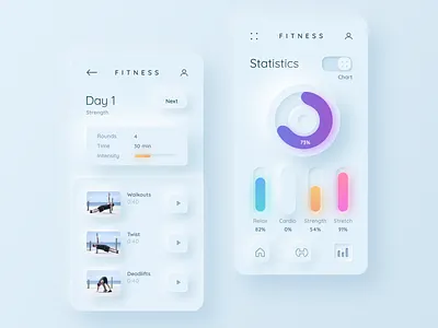 Fitness - neumorphism app card chart clean dashboad fitness gradient neumorphic neumorphism profile skeuomorphism soft ui