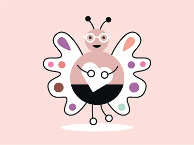 Nerd love bug ai bugs cute editorial illustration illustration kawaii minimal minimalist minimalist logo pastel colors software design vector