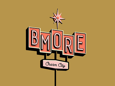 Bmore Charm 1980s design illustration logo midcentury modern vector vintage