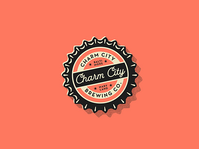 Crack Open a Cold One badge baltimore beer beer branding branding design half tone halftone halftones illustration logo texture vector