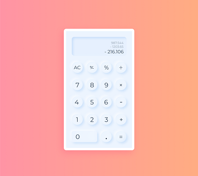 A Completely Useless Calculator 004 calculator dailyui dailyuichallenge figma light neomorphic neomorphism pastel softui