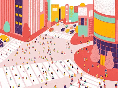 "Tokyo" Street Life crowd design illustration photoshop postcard postcard design street tokyo travel
